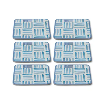 Graphic Printed coaster 6-pack - Blue-White - Lexington