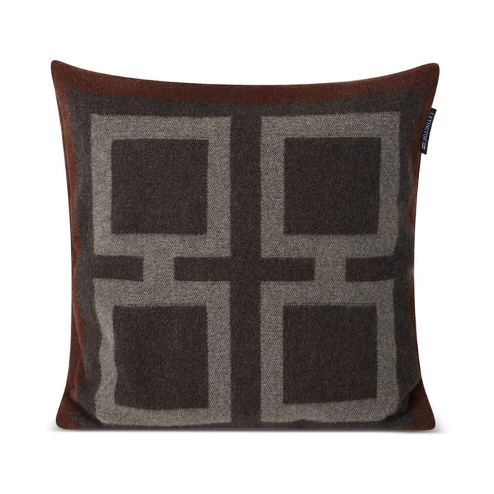 Graphic Recycled Wool cushion cover 50x50 cm, Dark grey-white-brown Lexington