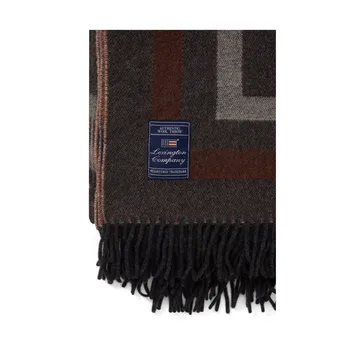 Graphic Recycled Wool throw 130x170 cm - Dark grey-white-brown - Lexington