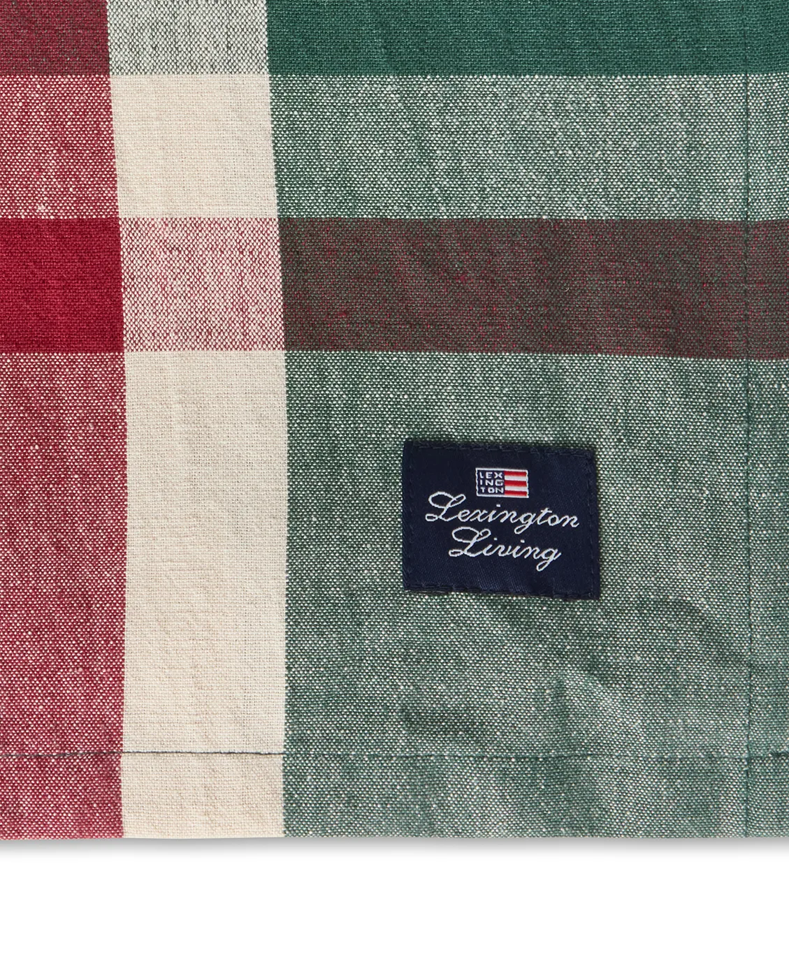 Green-red checked linen/cotton tablecloth, 150x250 cm Lexington
