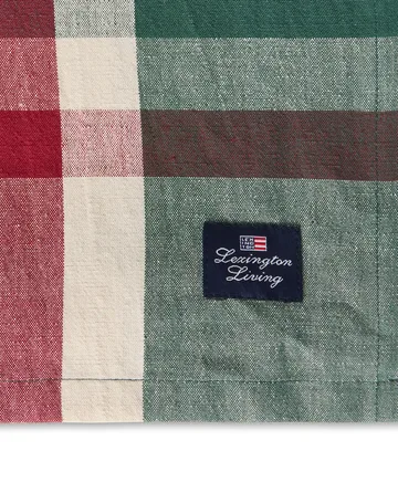 Green-red checked linen/cotton tablecloth - 150x350 cm - Lexington