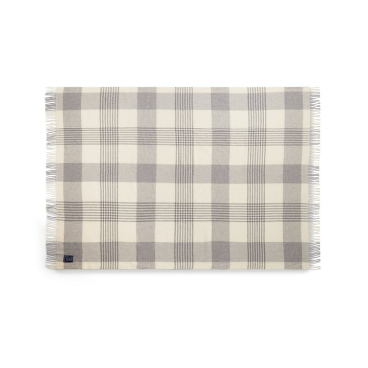 grey Checked Recycled Wool throw 130x170 cm - grey-white - Lexington