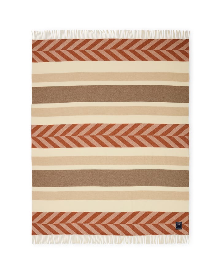 Herringbone Striped Recycled Wool throw 130x170 cm, Copper-brown Lexington