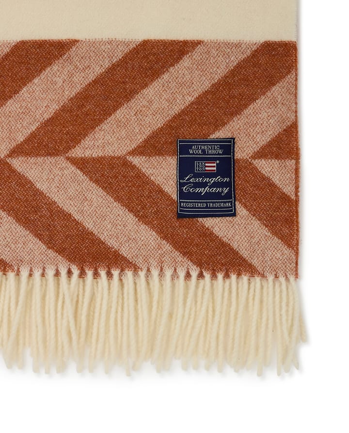 Herringbone Striped Recycled Wool throw 130x170 cm, Copper-brown Lexington