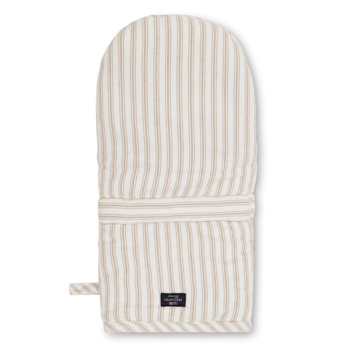 Icons Herringbone Striped oven glove - beige-white - Lexington