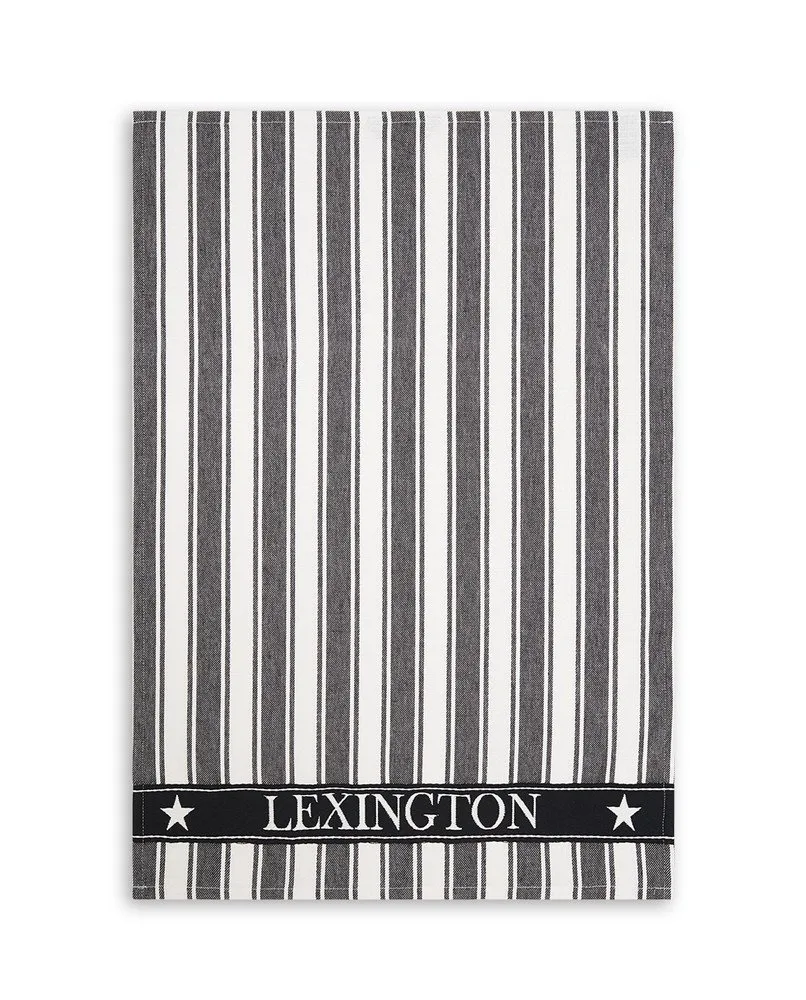 Icons striped kitchen towel Waffle 50x70 cm, Black-white Lexington