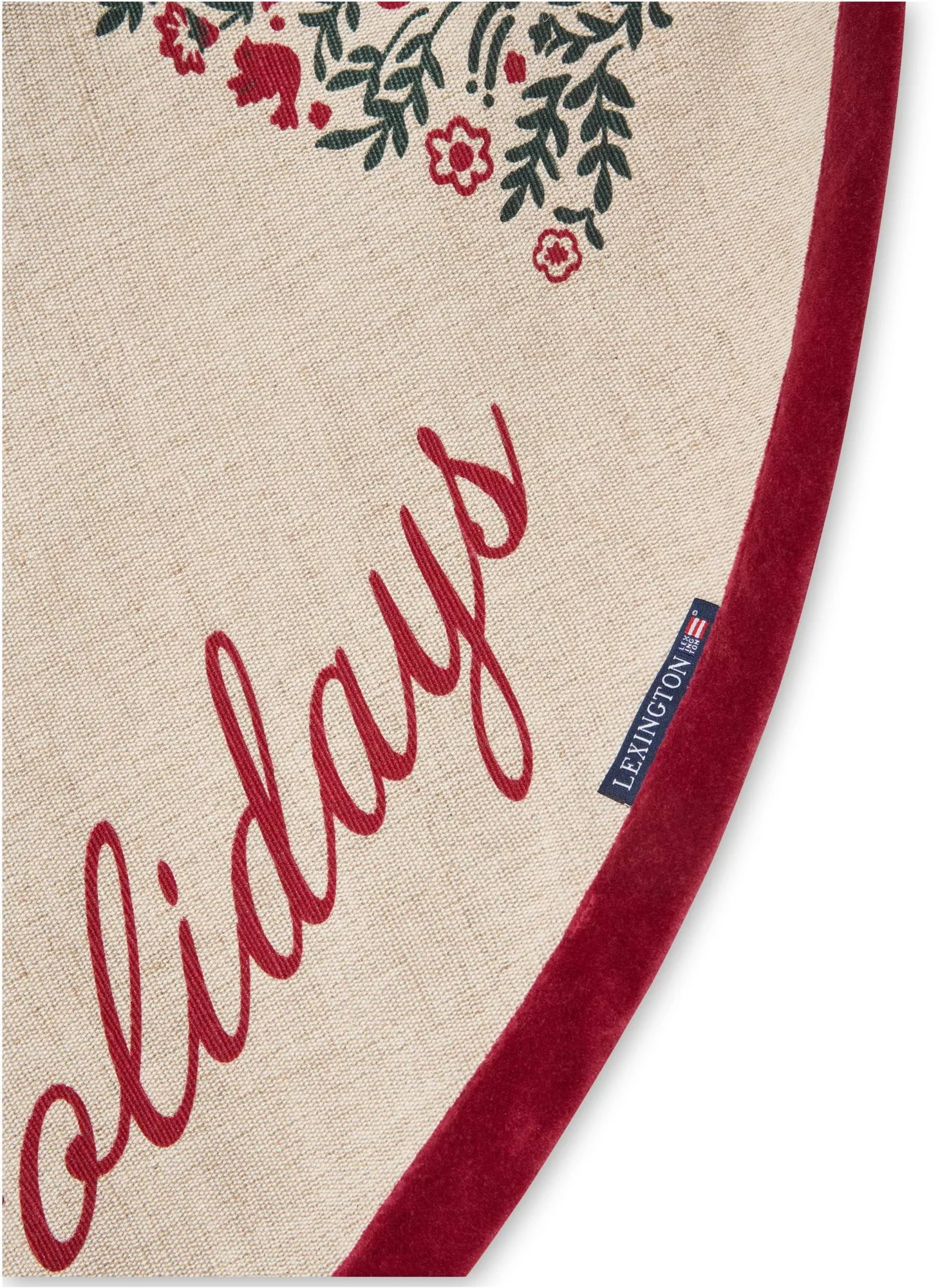 Jute Cotton Christmas Tree mat Ø110 cm, Natural-red Lexington