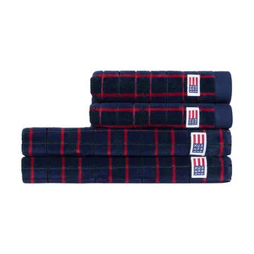 Lexington checked towel set, 4 pieces - Navy-green, 2 pcs 50x70 cm, 2 pcs 70x30 cm - Lexington