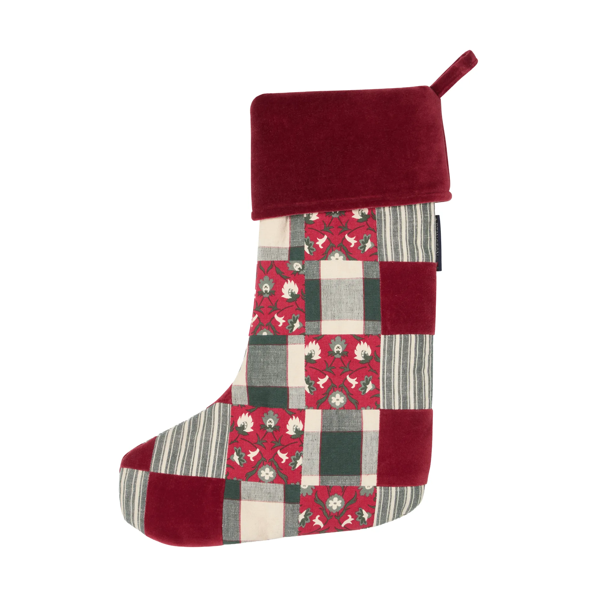 Lexington patchwork Christmas stocking, Red-multi, 45 cm Lexington