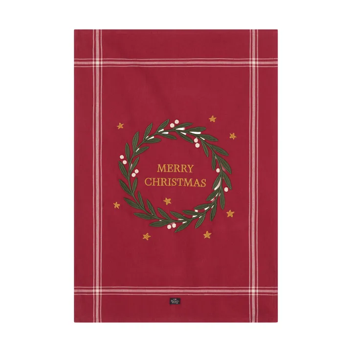 Merry Christmas Org Cotton kitchen towel 50x70 cm - Red-Light beige - Lexington
