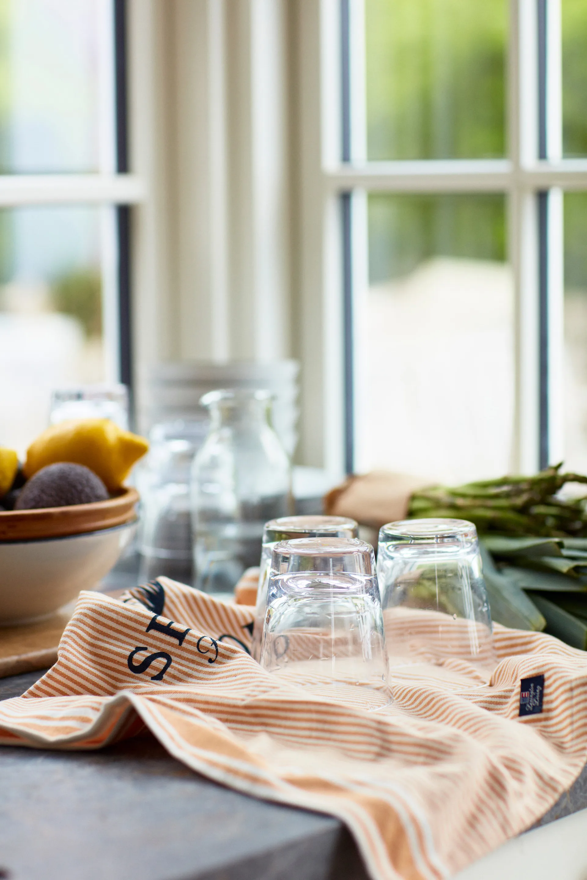 Seafood Striped & Printed kitchen towel 50x70 cm, Beige-white Lexington