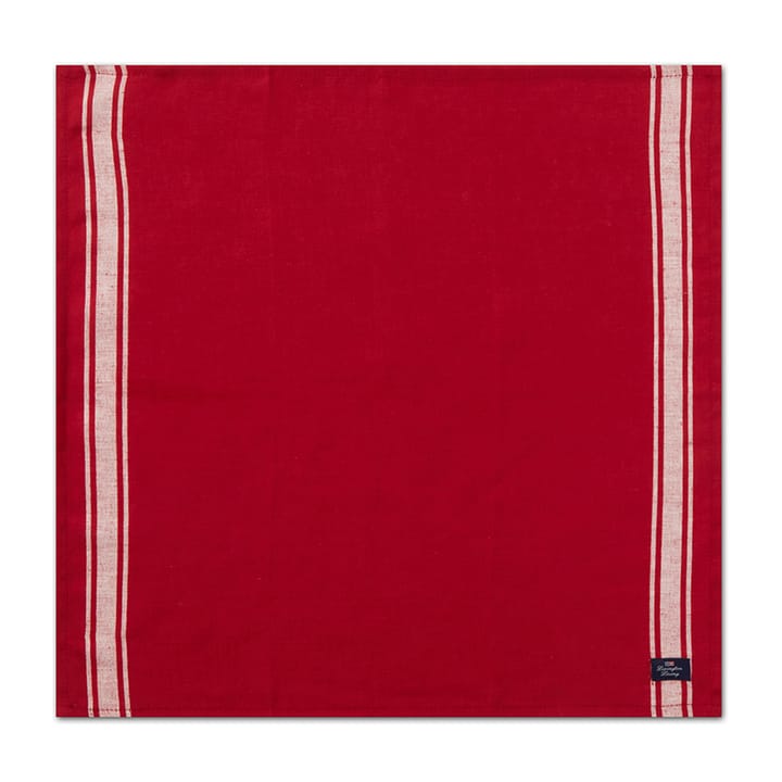 Side Striped Cotton Linen serviette 50x50 cm, Red-white Lexington