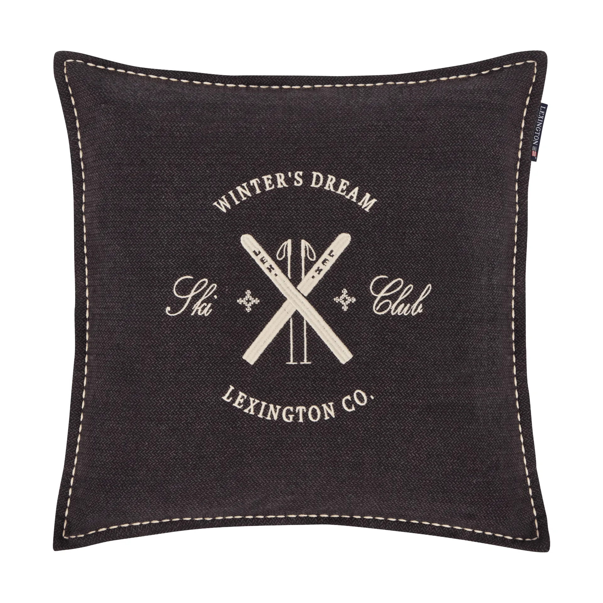 Ski Club organic cotton cushion cover, Navy-Light beige, 50x50 cm Lexington