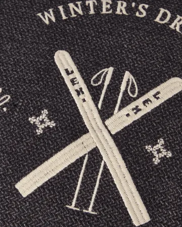 Ski Club organic cotton cushion cover - Navy-Light beige, 50x50 cm - Lexington