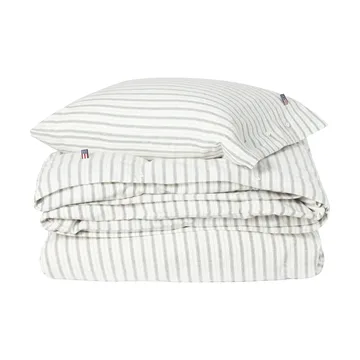 Stripe cotton flannel bed set - White-green-beige, 2 pcs 50x60 cm/1 pc 220x220 cm - Lexington