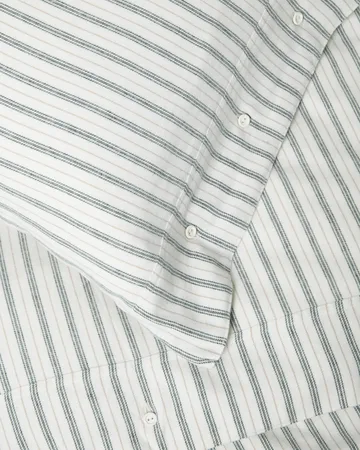 Stripe cotton flannel bed set - White-green-beige, 2 pcs 50x60 cm/1 pc 220x220 cm - Lexington