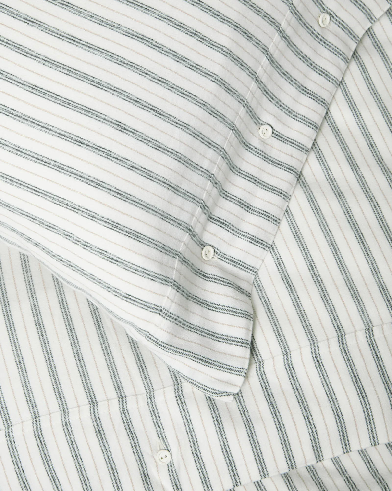 Stripe cotton flannel bed set, White-green-beige, 50x60 cm/150x210 cm Lexington