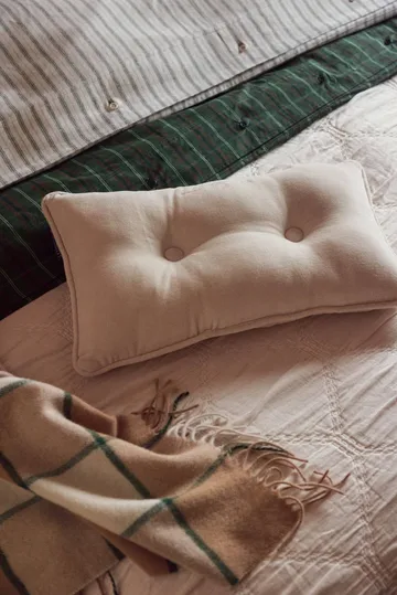 Stripe cotton flannel bed set - White-green-beige, 50x60 cm/150x210 cm - Lexington