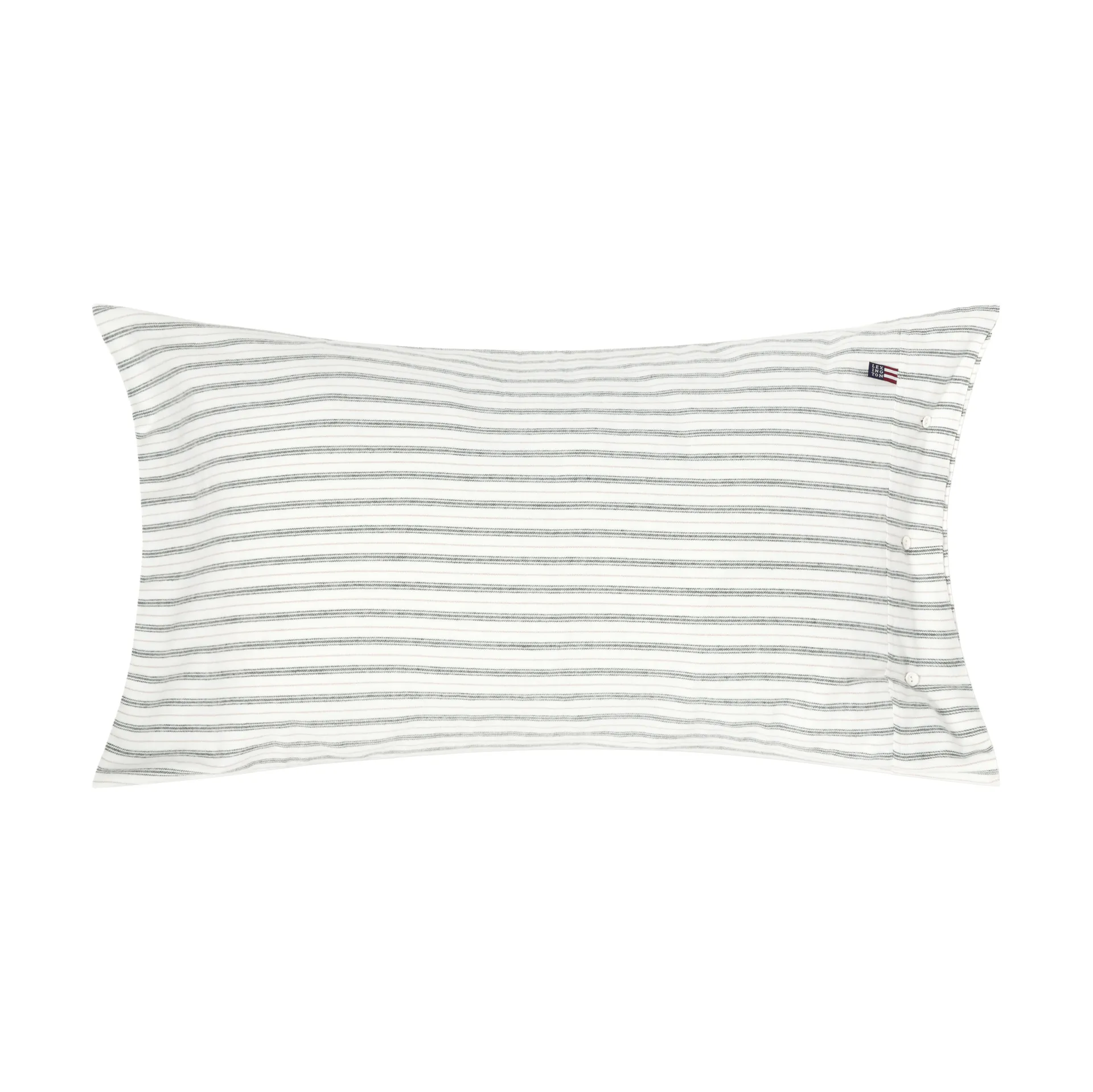 Stripe cotton flannel pillowcase, White-green-beige, 50x90 cm Lexington