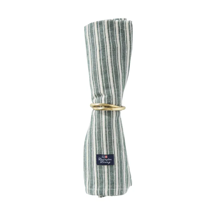 Striped linen napkins - Green-light beige, 50x50 cm - Lexington