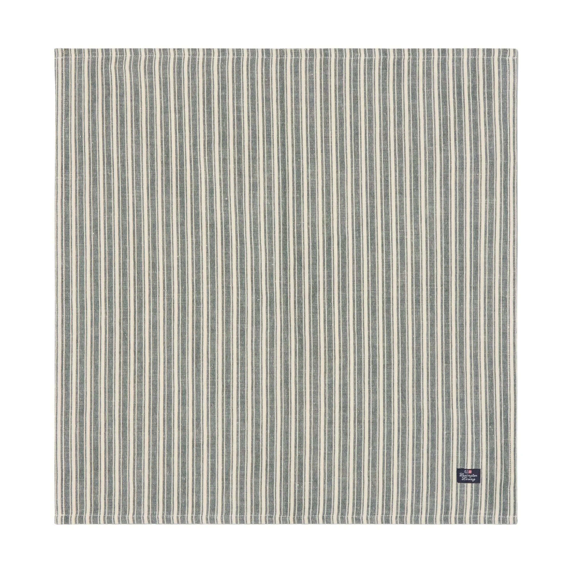 Striped linen napkins, Green-light beige, 50x50 cm Lexington