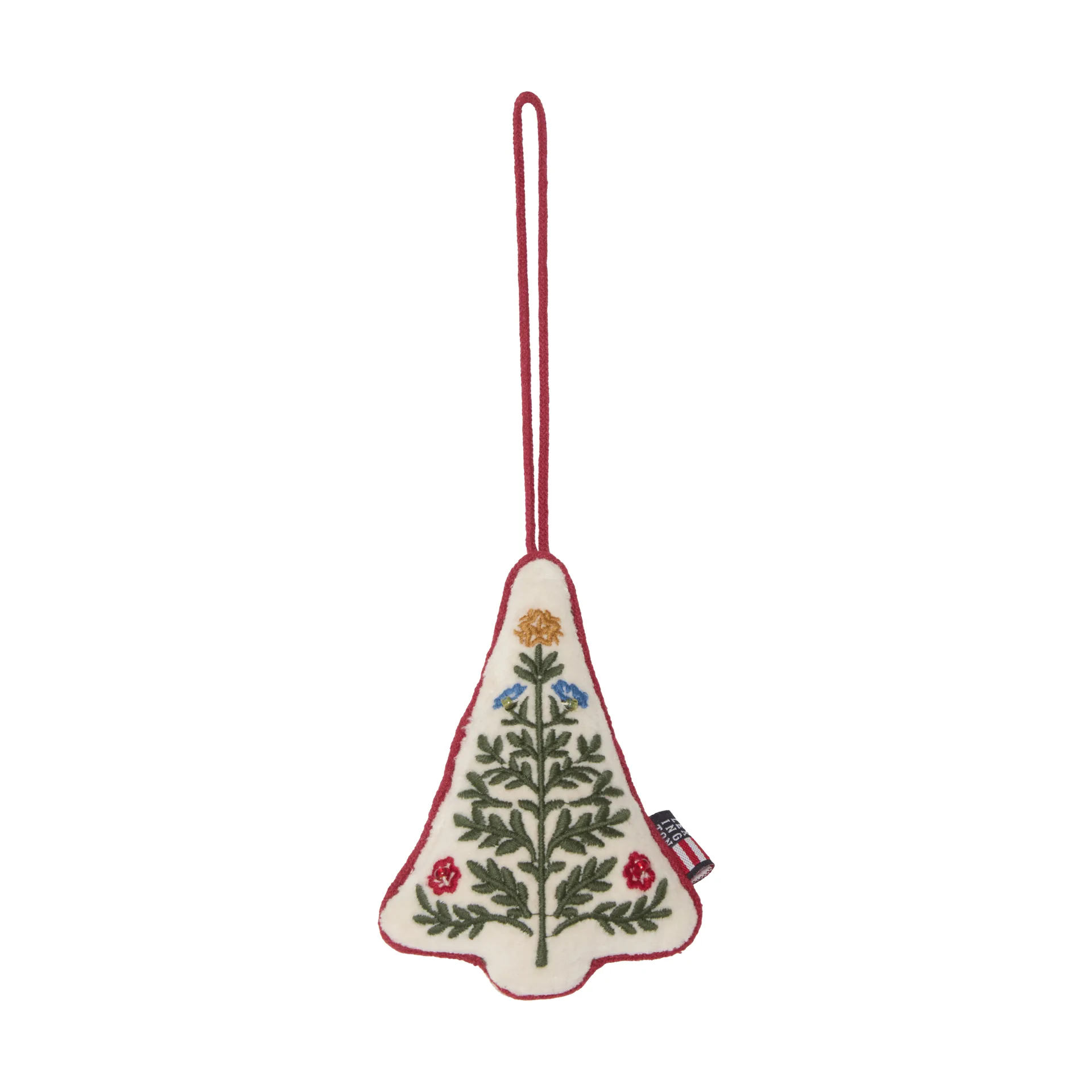 Tree organic cotton velvet Christmas hanging decoration, Multi, 9x13x3 cm Lexington