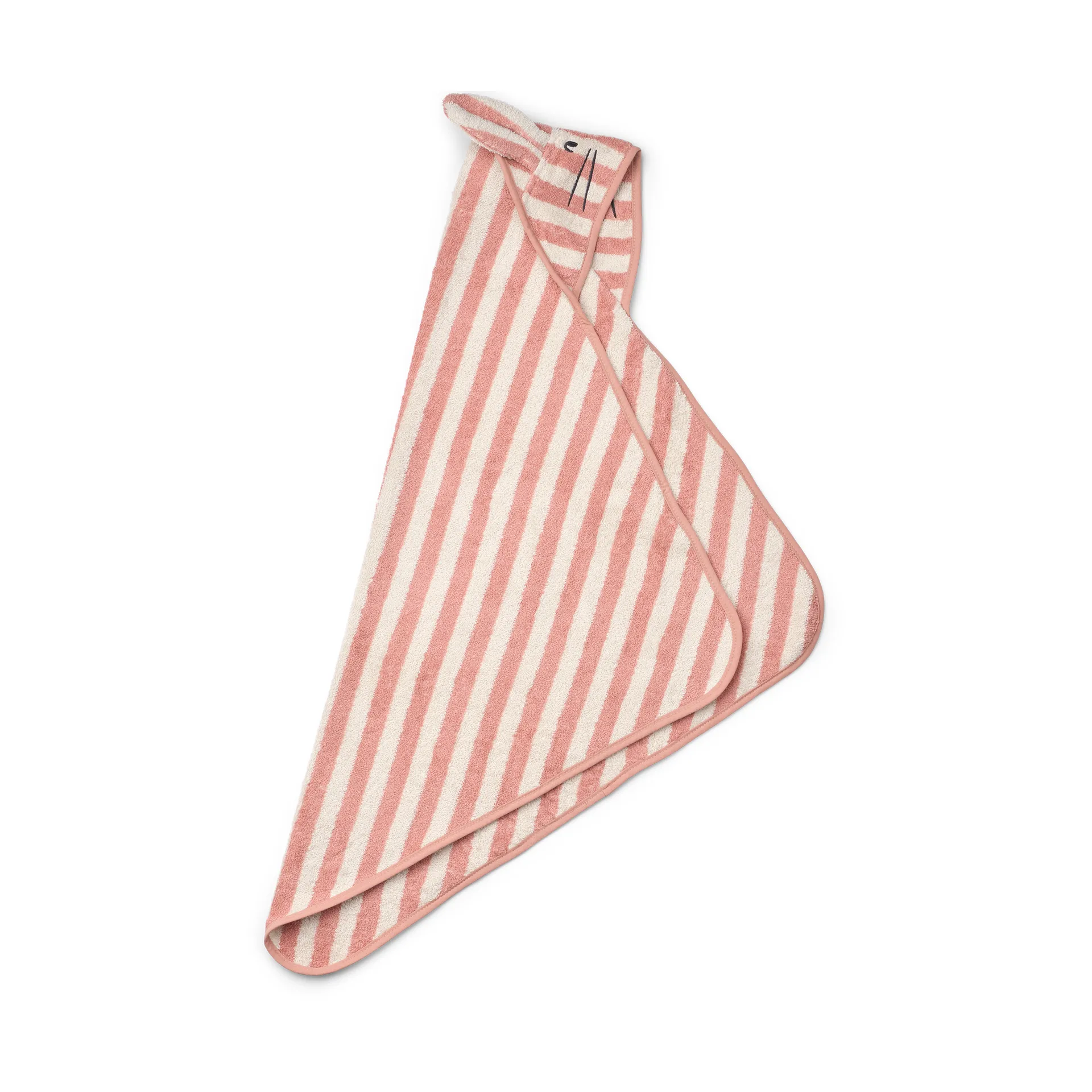 Albert hooded towel 70x70 cm, Coral blush-creme de la creme stripe Liewood