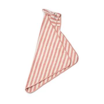 Albert hooded towel 70x70 cm - Coral blush-creme de la creme stripe - Liewood