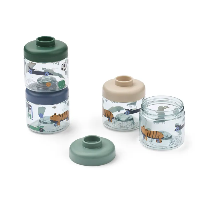 Dominique baby food jars 100 ml 4-pack - Fun-beach blue - Liewood