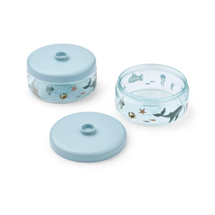 Dominique baby food jars 500 ml 4-pack - Sea creature-sandy - Liewood