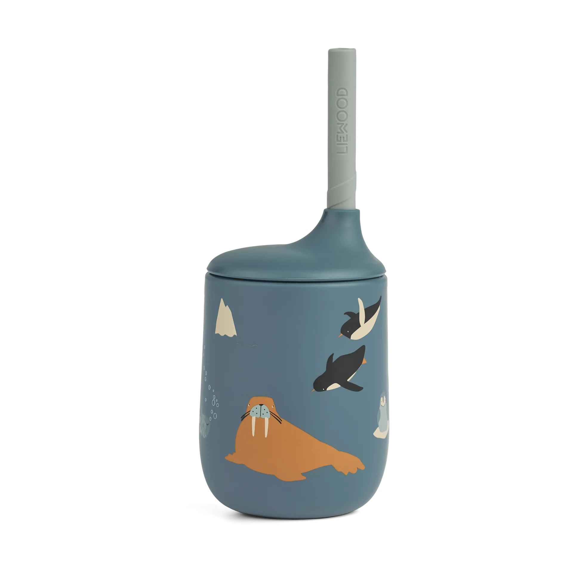 Ellis printed sippy cup with straw 23 cl, Arctic Sea-Ocean view Liewood