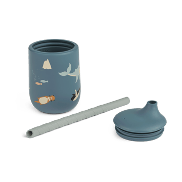 Ellis printed sippy cup with straw 23 cl - Arctic Sea-Ocean view - Liewood