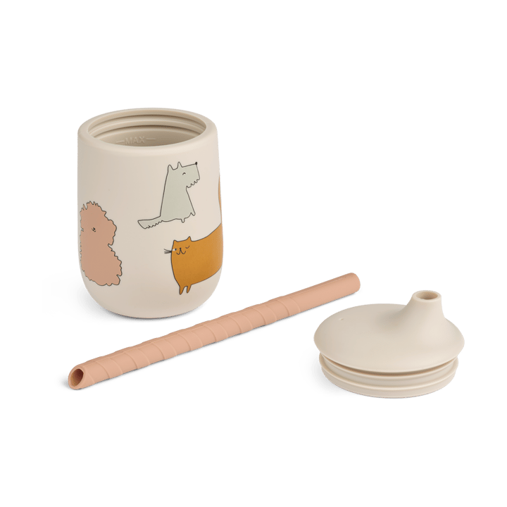 Ellis printed sippy cup with straw 23 cl, Cats and Dogs-Sandy Liewood