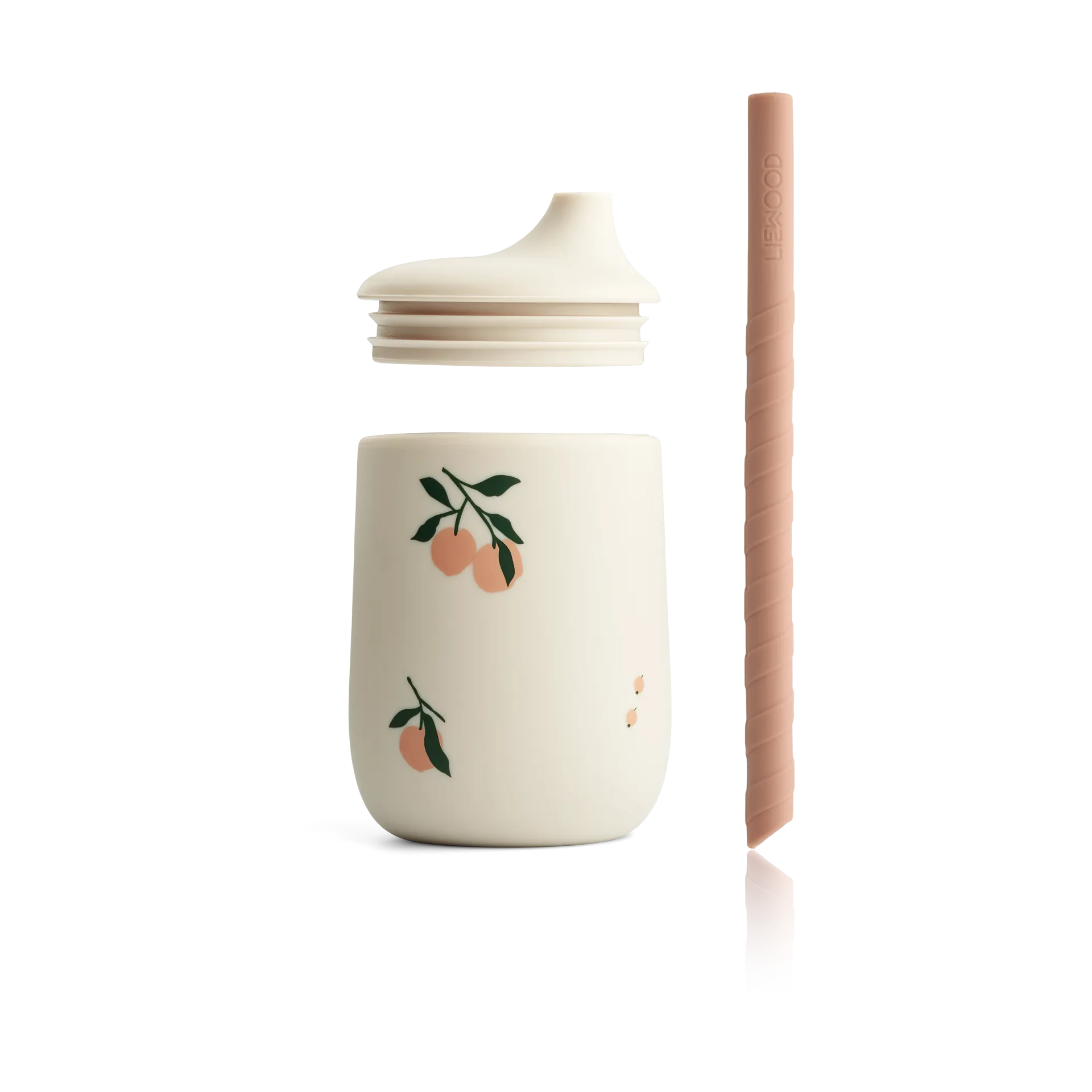 Ellis printed sippy cup with straw 23 cl, Peach-Sea shell mix Liewood