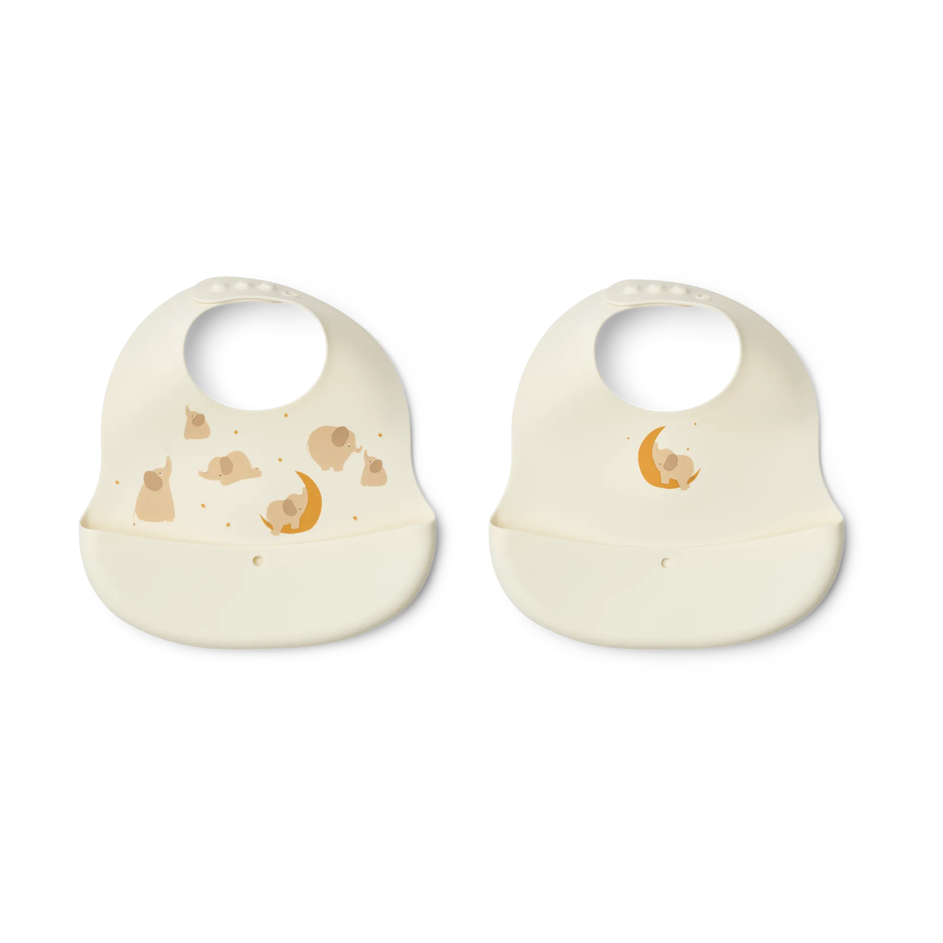 Ember printed bib 2 pieces, Elephant-Creme de la creme Liewood
