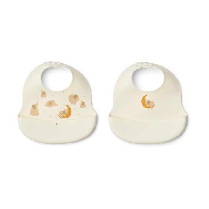 Ember printed bib 2 pieces - Elephant-Creme de la creme - Liewood