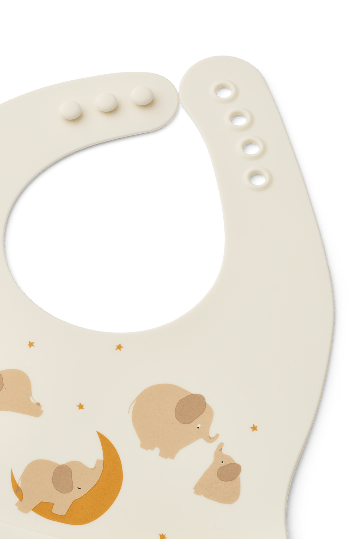 Ember printed bib 2 pieces, Elephant-Creme de la creme Liewood