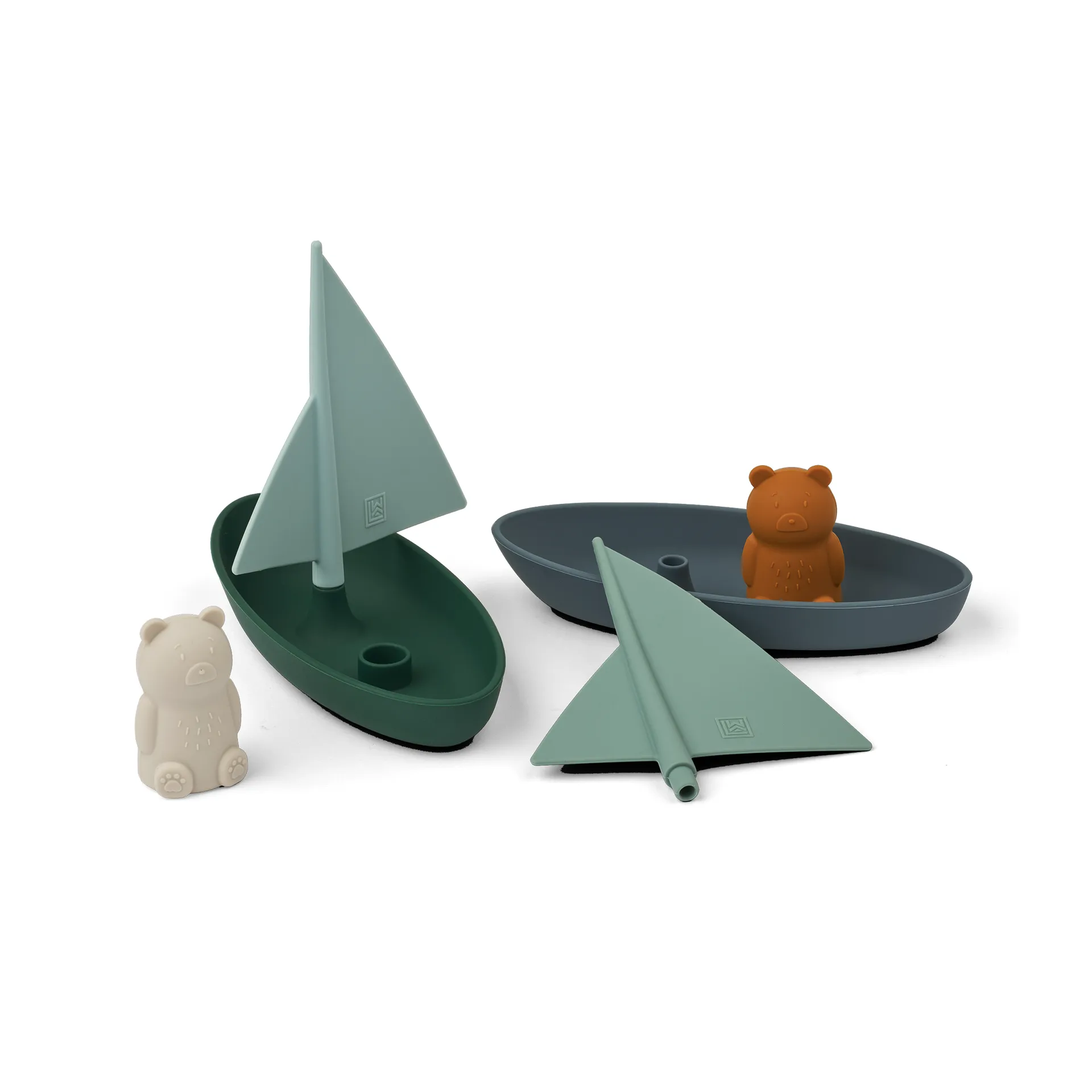 Ensley bath toy boats, 2 pieces, Whale blue multi mix Liewood