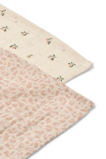 Lewis muslin blanket 2-pack 65x65 cm - Mini leo-Mini peach mix - Liewood