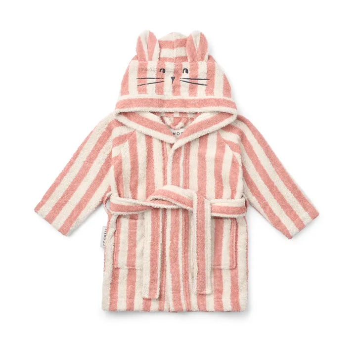 Lily bathrobe coral blush creme de la creme stripe - 3–4 years - Liewood