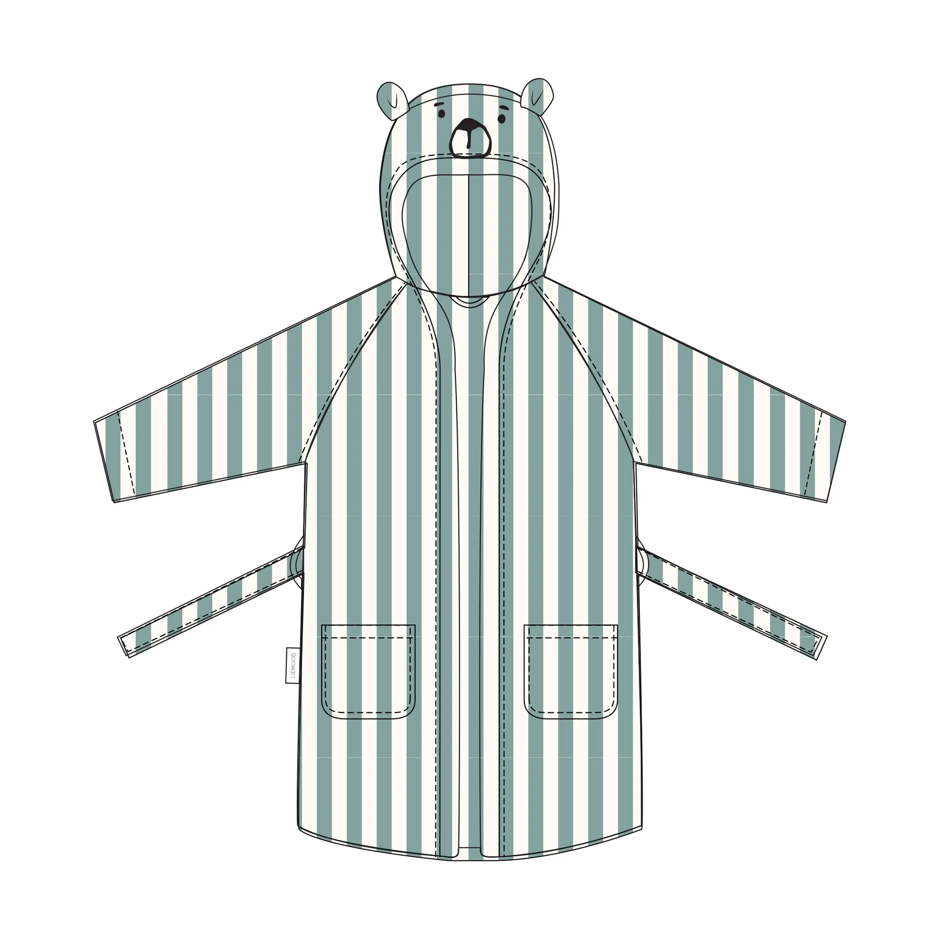 Lily bathrobe peppermint crème de la crème stripe, 1–2 years Liewood