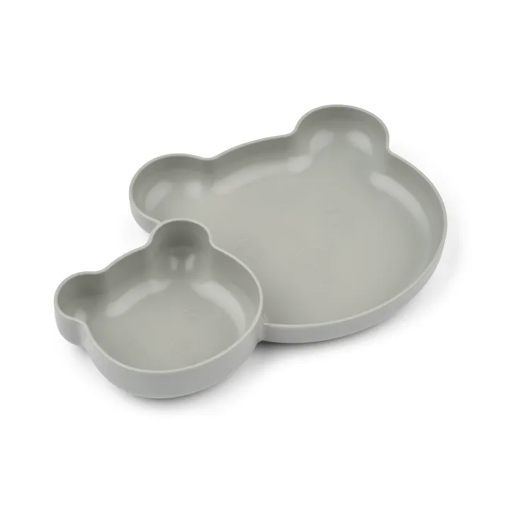 Magus Bear Divider plate, 2 parts - Dove blue - Liewood