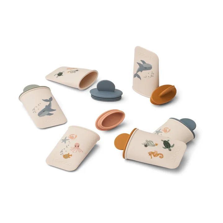 Malik printed mini ice lolly molds, 12 pieces - Sea creature-sandy - Liewood