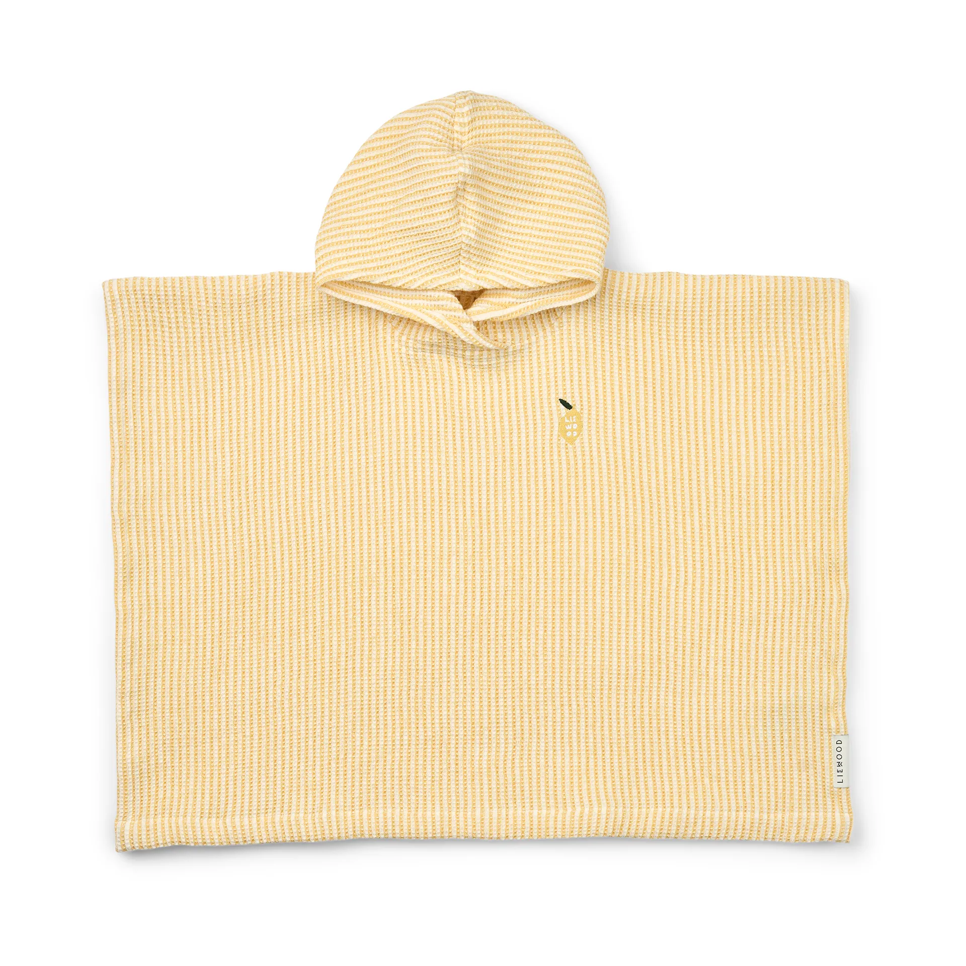Paco bath poncho lemon yellow creme de la creme stripe, 1–2 years Liewood