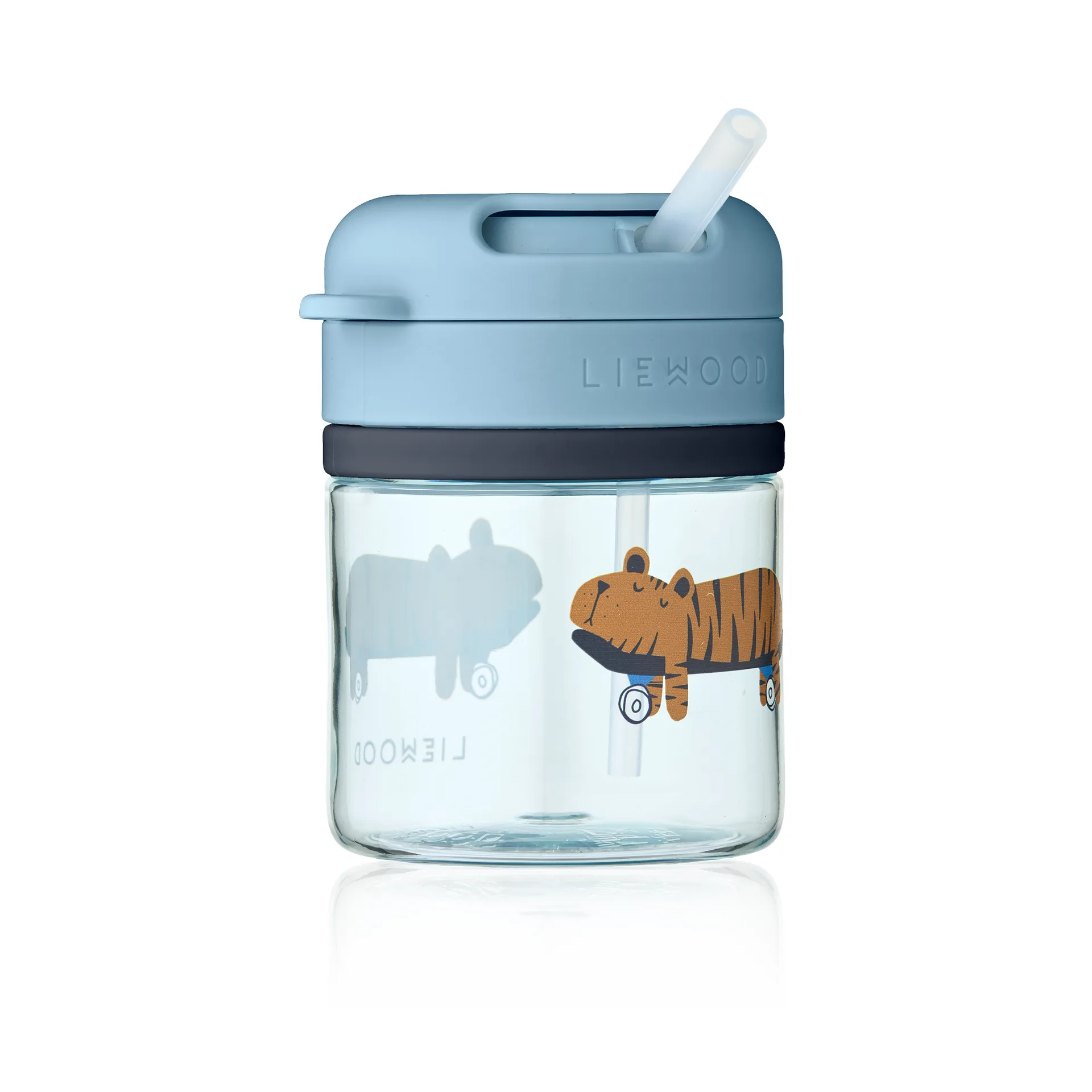 Pavia mug with straw 28 cl, Fun-beach blue Liewood