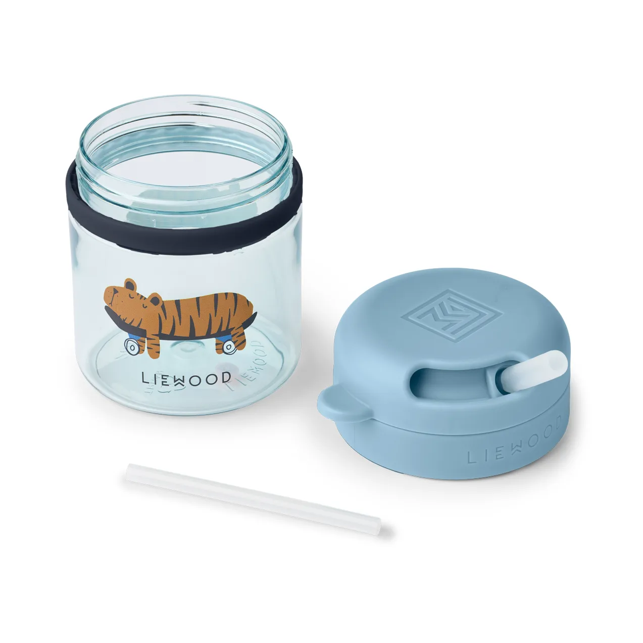 Pavia mug with straw 28 cl, Fun-beach blue Liewood