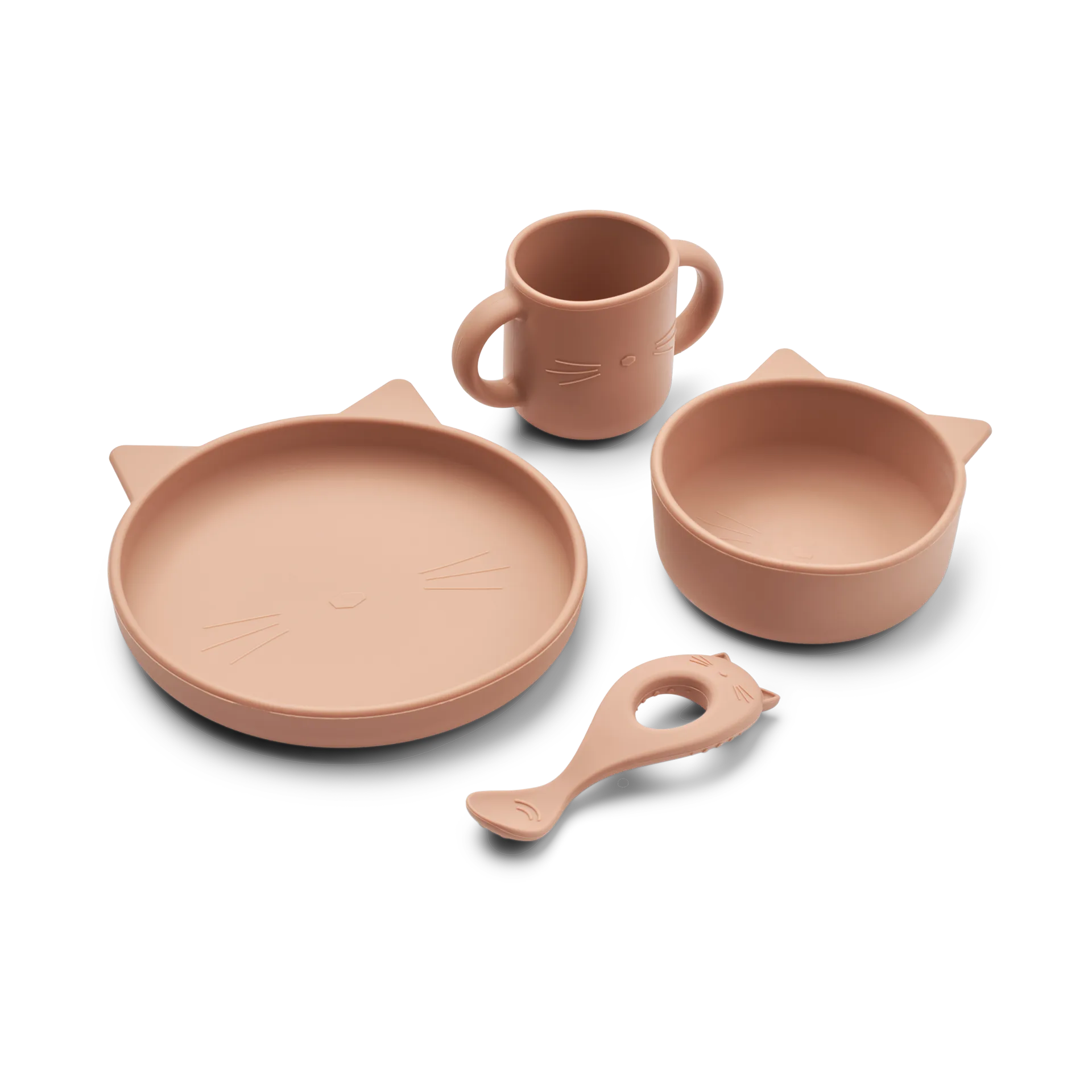 Vivi serve set silicone 4 pieces, Cat dark rose Liewood