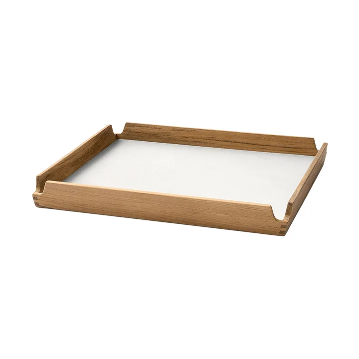 Airy teak tray square S - Nupo pure white - LIND DNA