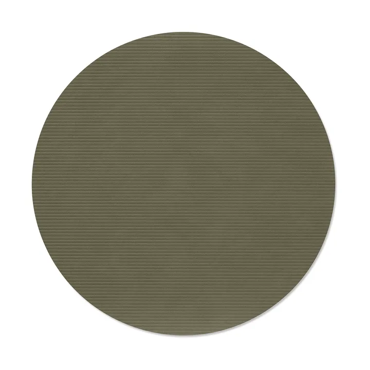 Corduroy placemat - Army green, circle, L, Ø38 cm - LIND DNA