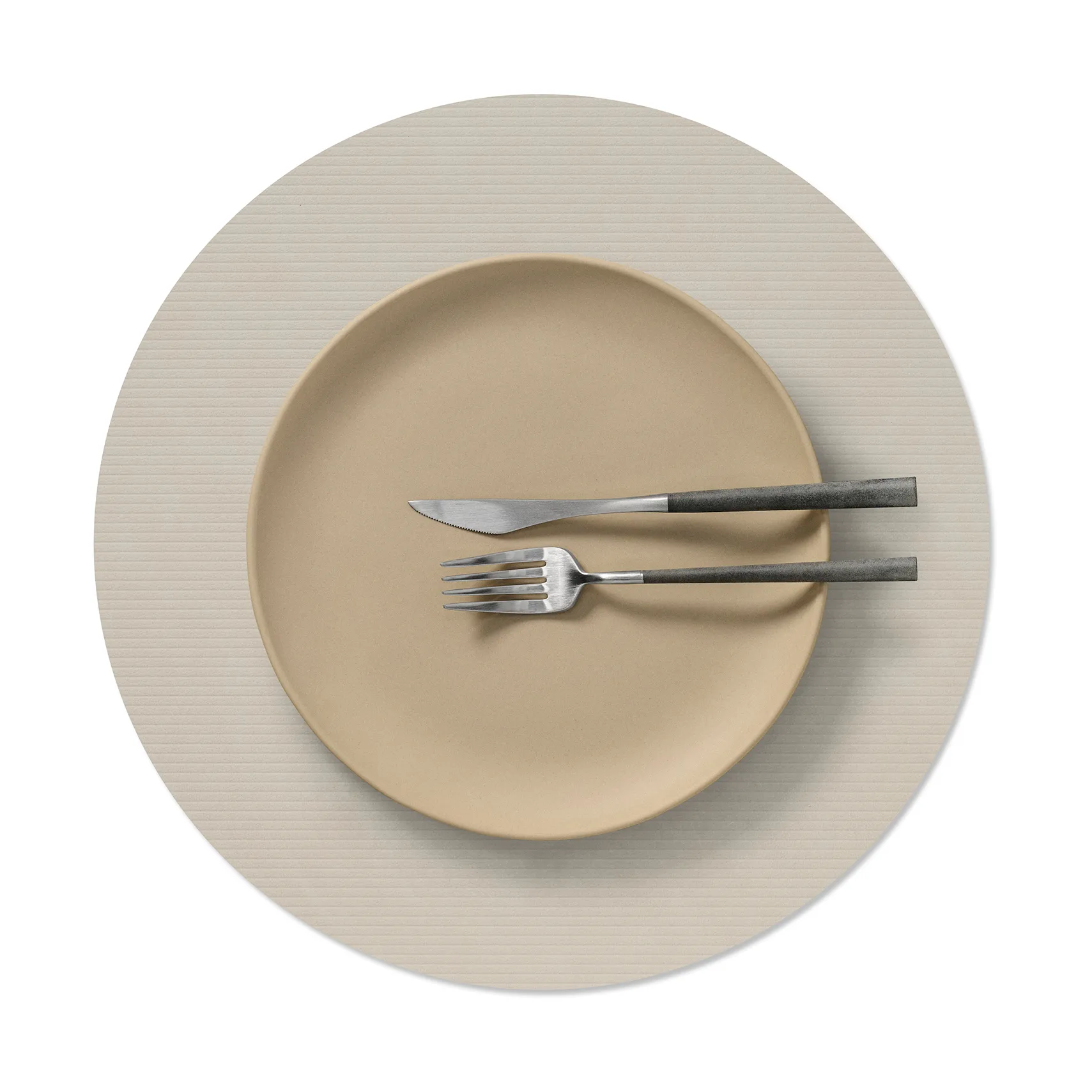 Corduroy placemat, Oyster white, circle, L LIND DNA